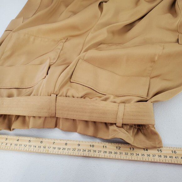 Donna Karen Womens Silky Fawn Cargo Pants Size XL Utility Paperbag Quiet Luxury - Picture 6 of 9